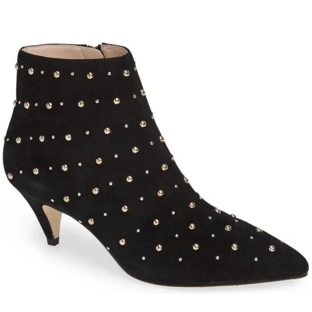 Kate Spade New York BLACK KID SUEDE‎ Women's Starr Ankle Boots Size 7 Studded